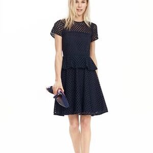 Banana Republic Geo Lace Peplum Dress 0P